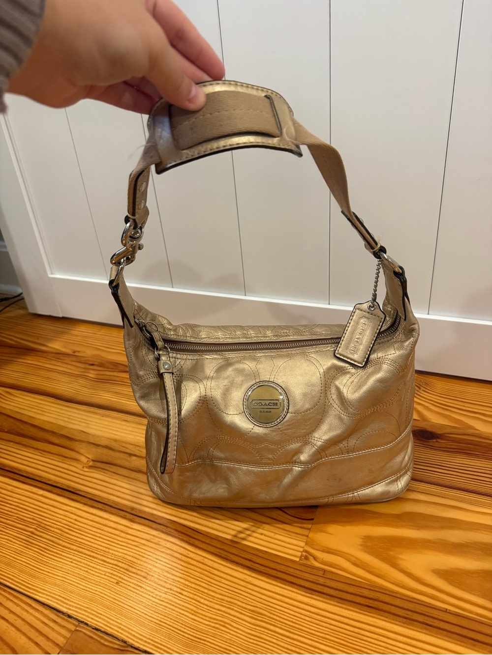 Coach Metallic Gold Shoulder Hobo Bag